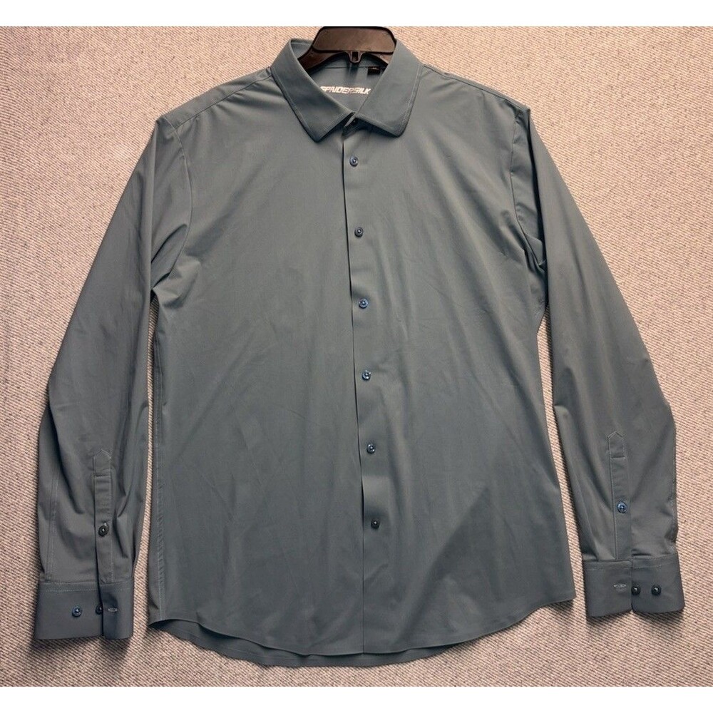 Spaidersilk Men’s Long Sleeve Button Down Dress Shirt Size M Dusty Blue